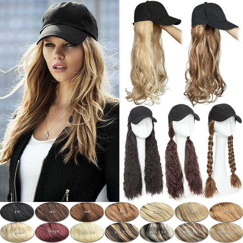 Baseball Cap with Curly Hair Wig Full 